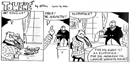 Comicstrip mit Mann an Restauranttisch, © Tom Körner