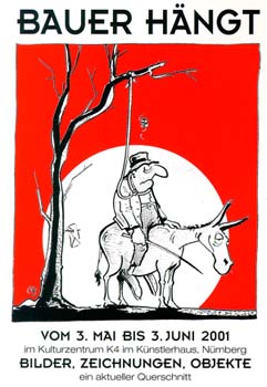 Karikatur von Mann auf Esel, © Gerd Bauer