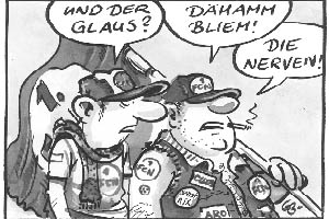 Karikatur von Fußballfans, © Gerd Bauer