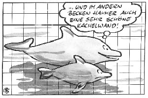 Karikatur von Delphinmutter mit Kind, © Gerd Bauer