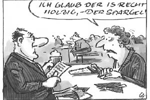 Karikatur von Mann und Frau beim Essen, © Gerd Bauer