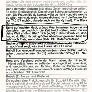 Foto einer Zeitungsanonce, Fotos